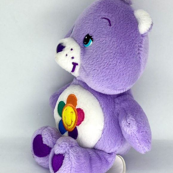 CLEARANCE ‘04 Care Bears Purple Plush 7” Harmony Bear Flower Patch Rainbow - Picture 4 of 8